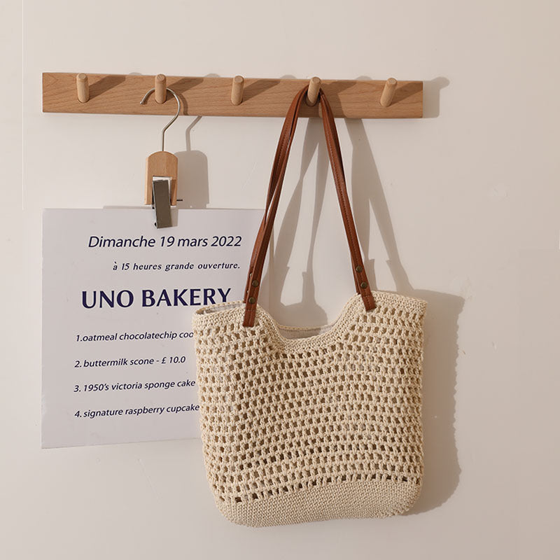 Lady's hollow cotton woven bag